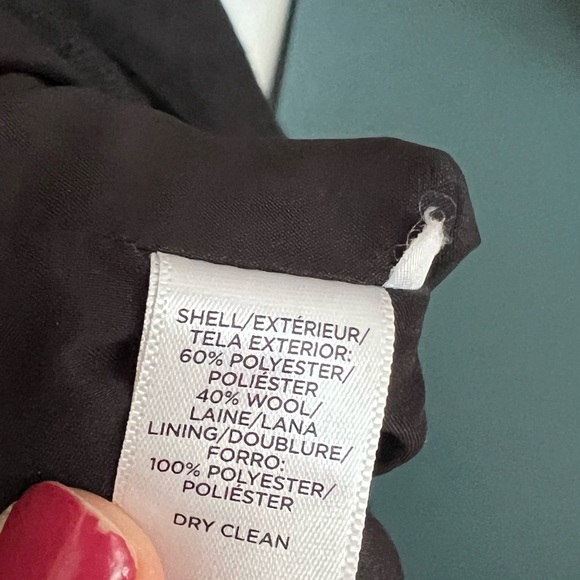 LOFT Black Blazer Asymmetrical Tailored Suit Jacket Size 2 Business Wool Blend - Picture 6 of 6